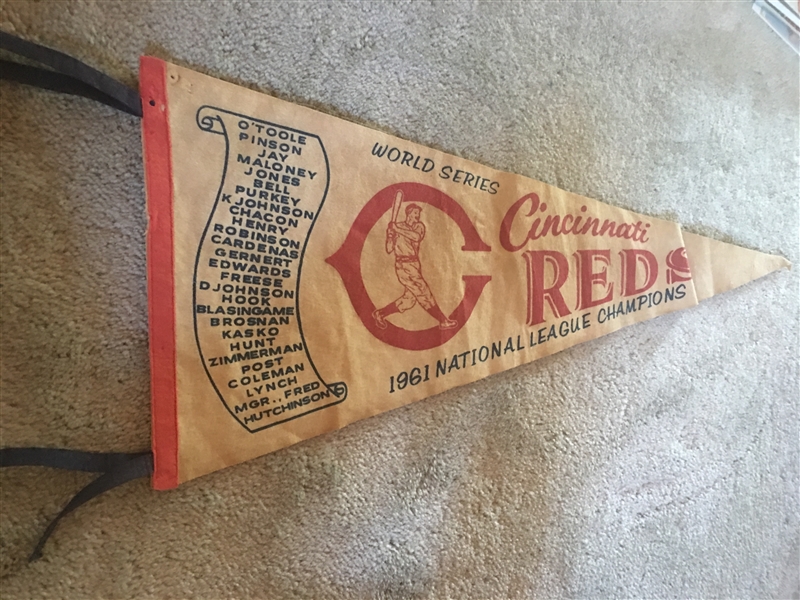 One of the Coolest & Most Expensive Items Ever Sold 1961 REDS World Series FULL PENNANT