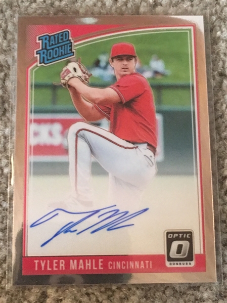 TYLER MAHLE DONRUSS AUTOGRAPHED RATED ROOKIE CHROME