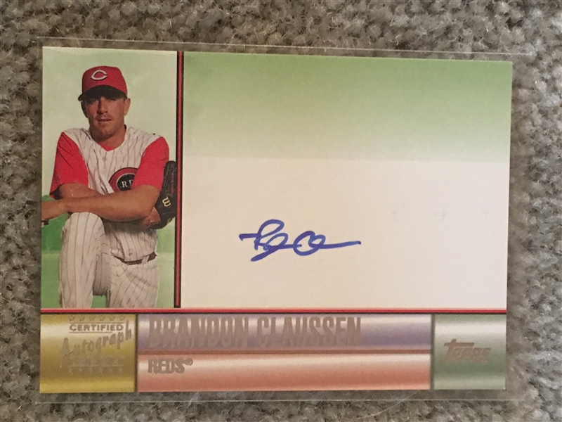 BRANDON CLAUSSEN REDS CLASSIS TINY / TIGHT AUTOGRAPH Very Cool Looking