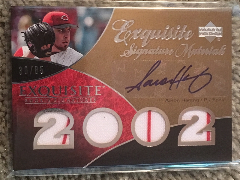 AARON HARANG AUTOGRAPHED 4 PIECE REDS JERSEY 30/85 from $600 TOPPS EXQUISITE PACK 