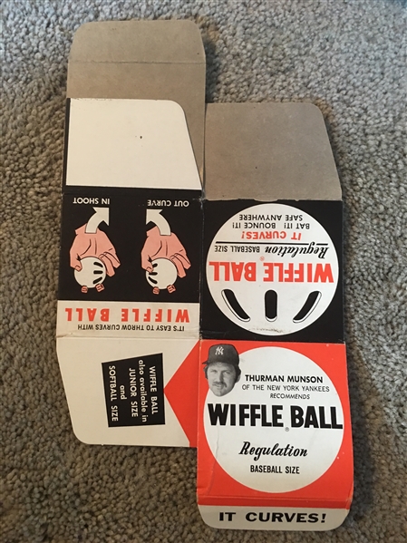 THURMAN MUNSON 1976 /77 WIFFLE REGULATION SIZE WIFFLE BALL BOX with MUNSON 