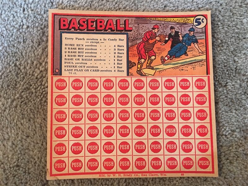 Coolest Item: 1930s NEAR MINT BASEBALL PUNCH BOARD - Unpunched Beauty !!