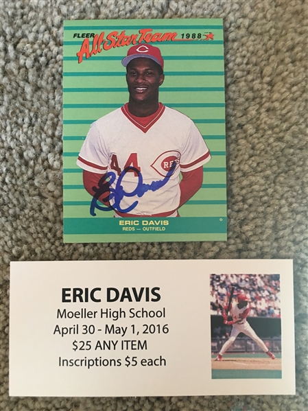 ERIC DAVIS MOELLER SIGNED ALL STAR CARD with SHOW TICKET