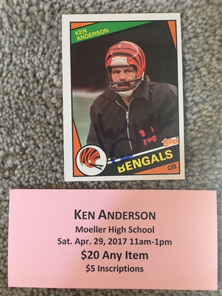 KENNY ANDERSON MOELLER SIGNED 1984 TOPPS CARD with SHOW TICKET 