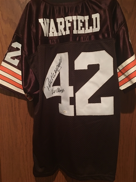 PAUL WARFIELD SIGNED CLEVELAND BROWNS JERSEY with JSA WITNESS COA - Read Read Read