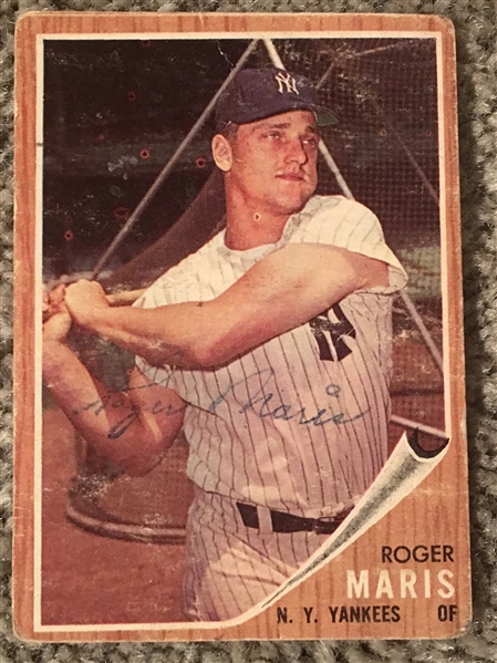 ROGER MARIS 1962 TOPPS CARD #1 Card $500.00-$1,500.00 ALONE. SIGNED !! Read! SIGNED !