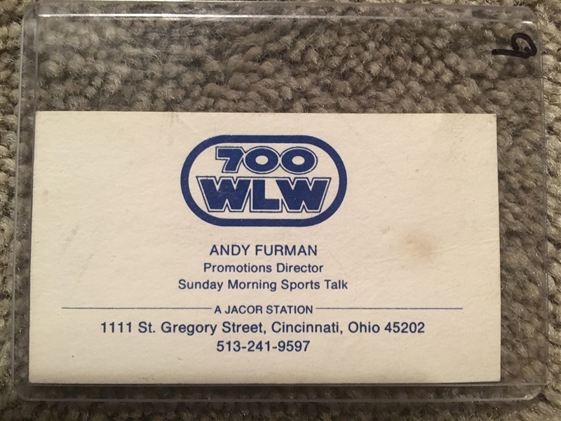 ANDY "FURBALL" FURMAN WLW Announcer - Sports Talk Show BUSINESS CARD 