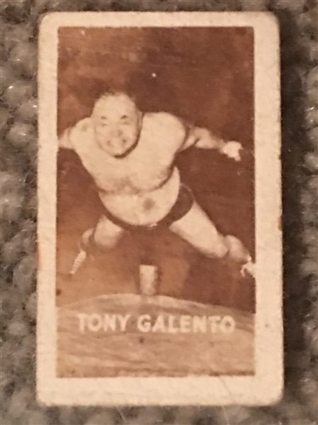 TONY GALENTO 1948 TOPPS MAGIC TINY CARD "This is Really Two Ton Tony" Read !!!!