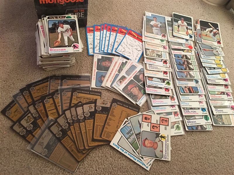 Over 200 1973 BASEBALL with 22 High $$$ High #s, 45 HALL of FAMERS Gotta Bk $300-$500