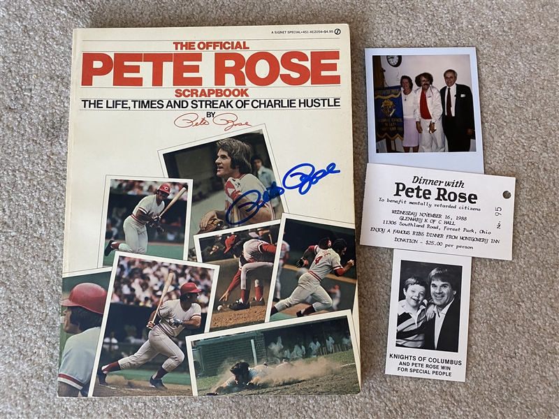 PETE ROSE Signed PETE ROSE SCRAPBOOK With Dinner Tickets