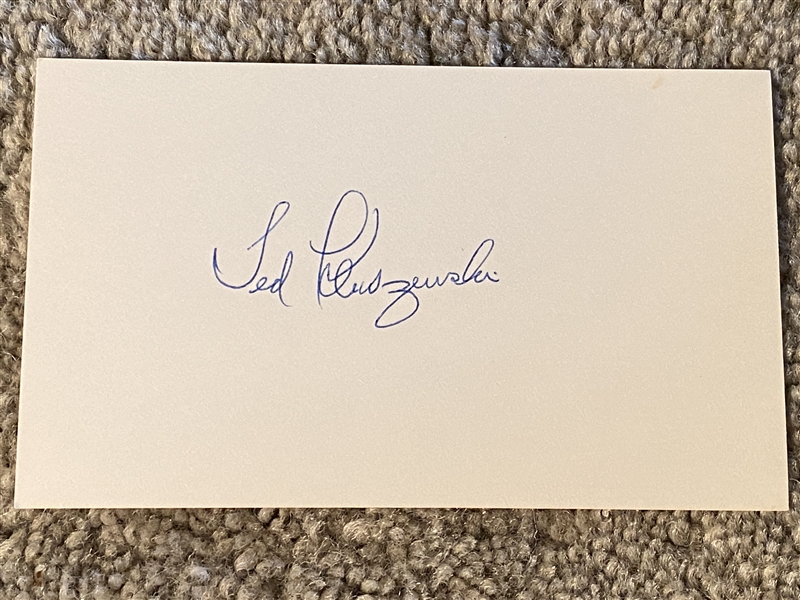 TED KLUSZEWSKI SIGNED REDLEGS 3x5 CARD.... ABSOLUTE BEAUTY !!!  10000% REAL 