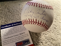 $45 GEORGE FOSTER  MOELLER SIGNED ON $30 SNOW WHITE MLB BASEBALL AND $15.00 PSA COA in CUBE