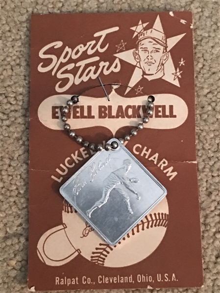 EWELL BLACKWELL 1950s KEY CHAIN on CARD eBAY $89 