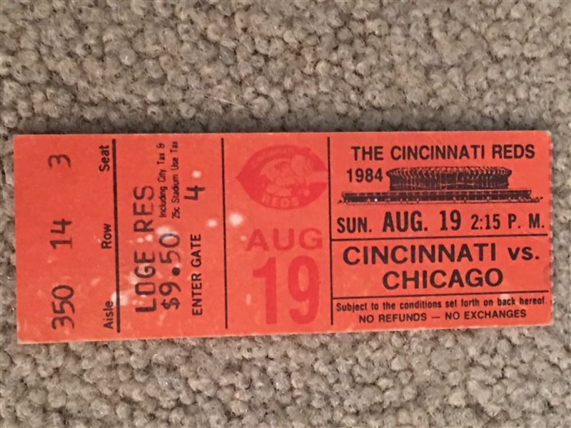 $$$ ROSE RETURNS to REDS with 3 HITS IN THIS GAME 1984 STUB