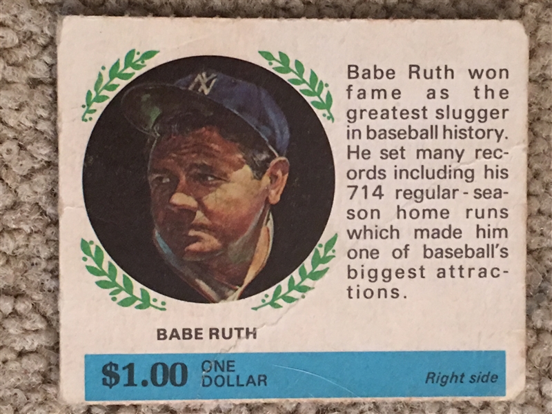 BABE RUTH AMERICAN OIL CARD - Very Rare 