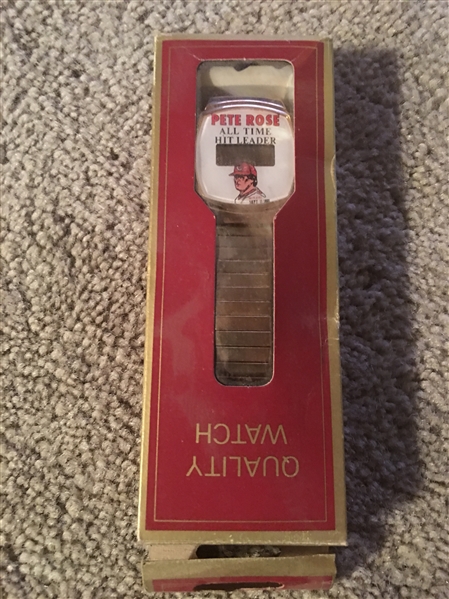 PETE ROSE ALL TIME HIT LEADER 1980s WATCH IN BOX Read!