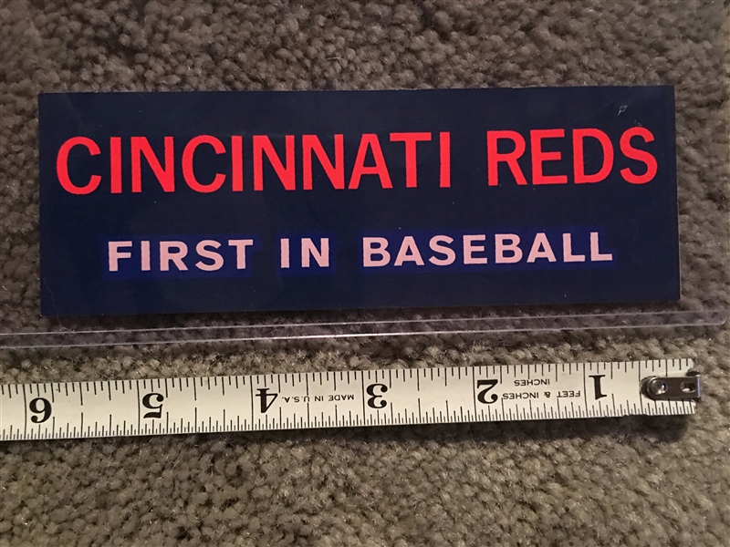 VINTAGE REDS SMALL BUMPER STICKER 1869 FIRST IN BASEBALL Unused and Near Mint 