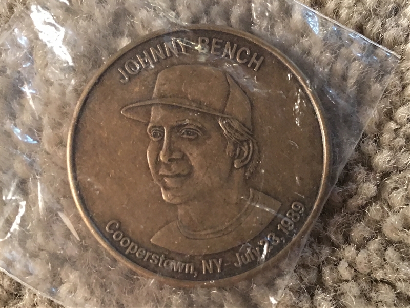 JOHNNY BENCH Hall of FAME Sealed BRONZE COIN .. Mint and Unopened
