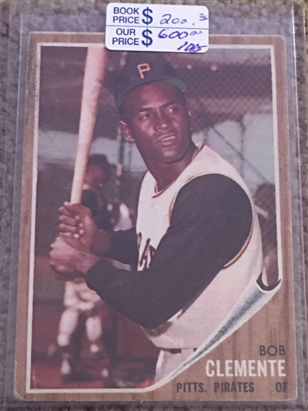 ROBERTO CLEMENTE 1962 TOPPS #10 Book $200.00- $600.00 "The Great One"