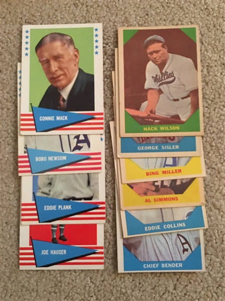 Lot of 10 1960 & 1961 FLEER ALL HALL OF FAMERS 