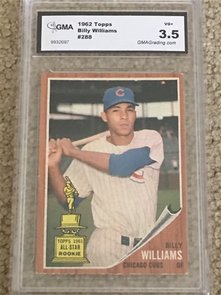 1962 TOPPS #288 BILLY WILLIAMS HOF 1961 ALL STAR ROOKIE TROPHY CARD 