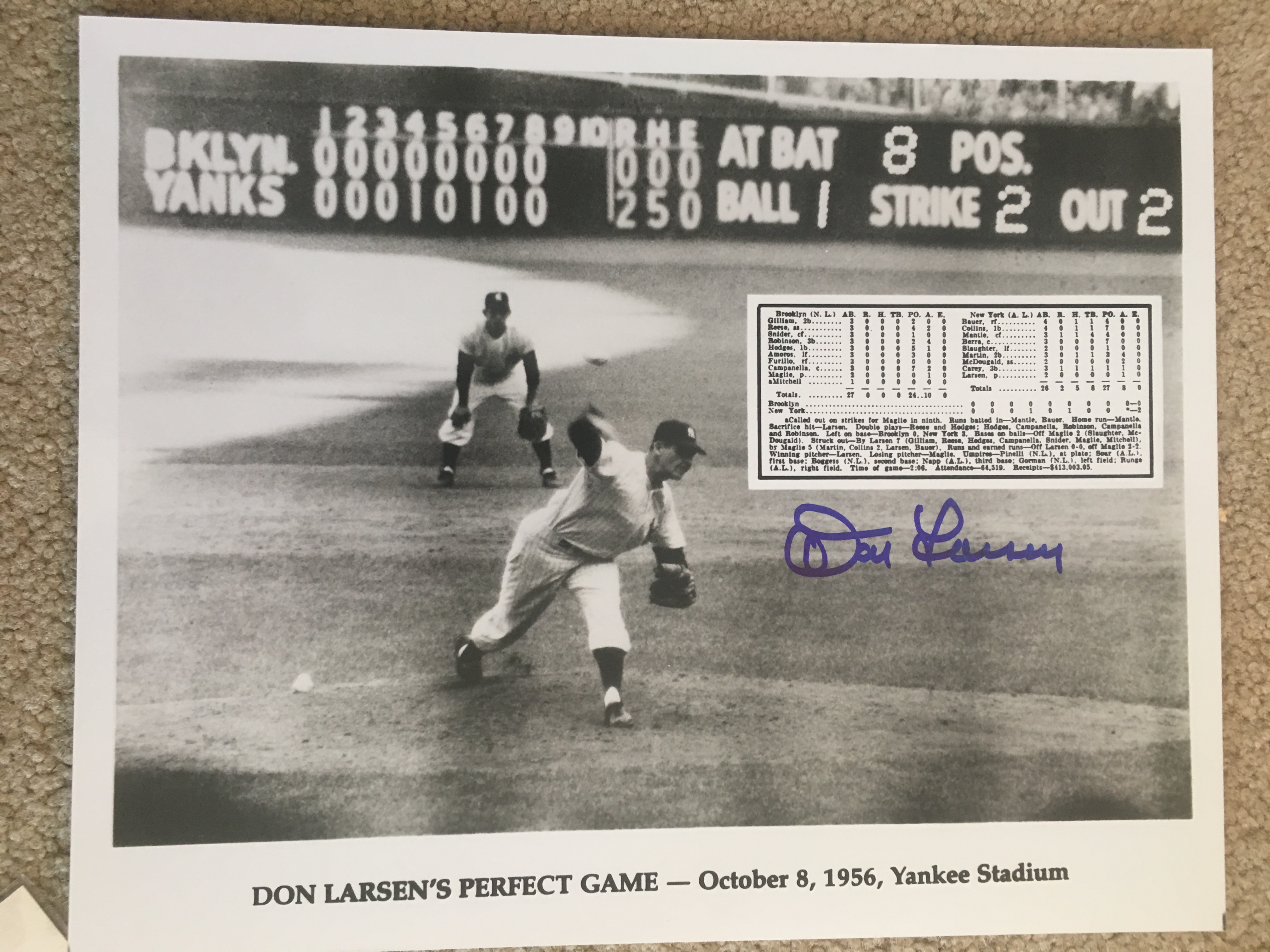 Lot Detail Don Larsen Signed 1956 World Series Perfect Game 8x10 Photo 10 Bold Signature Hof