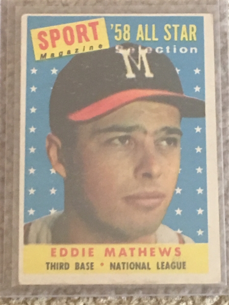 EDDIE MATHEWS 1958 TOPPS #480 ALL STAR HOF BV $30.00- $90.00 