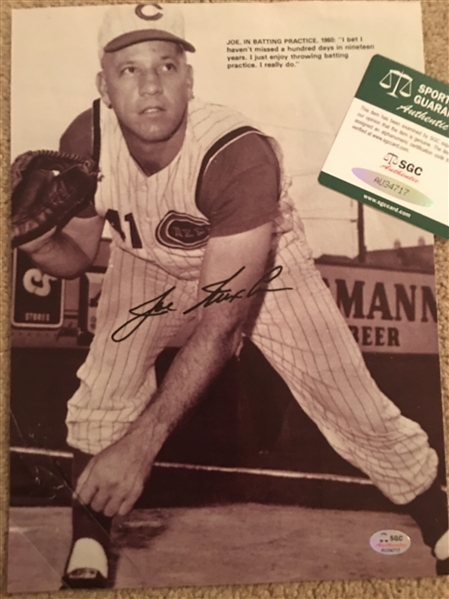 JOE NUXHALL Apx 8x10 SIGNED MAG PAGE with $15.00 SGC COA - The Old Lefthander !!