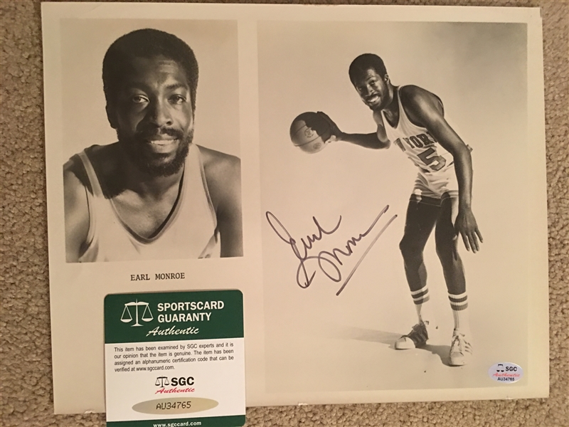 EARL THE PEARLE MONROE SIGNED 8x10 with $15.00 SGC COA 