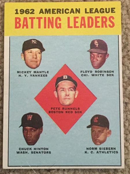 1963 TOPPS AL BATTING LDRS with MICKEY MANTLE #2 $50.00- $150.00 