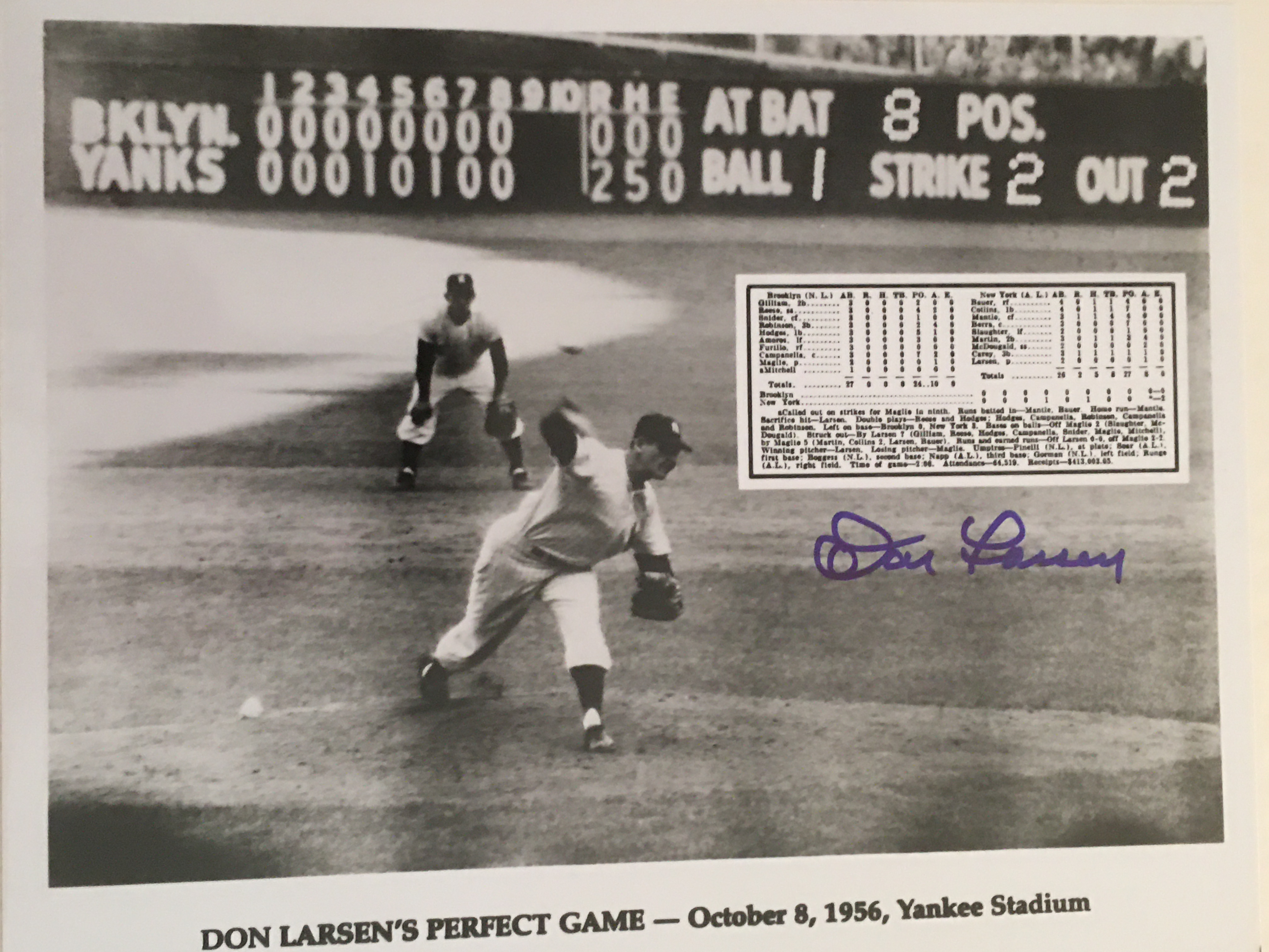 Lot Detail Don Larsen 1956 World Series Perfect Game Signed 8x10