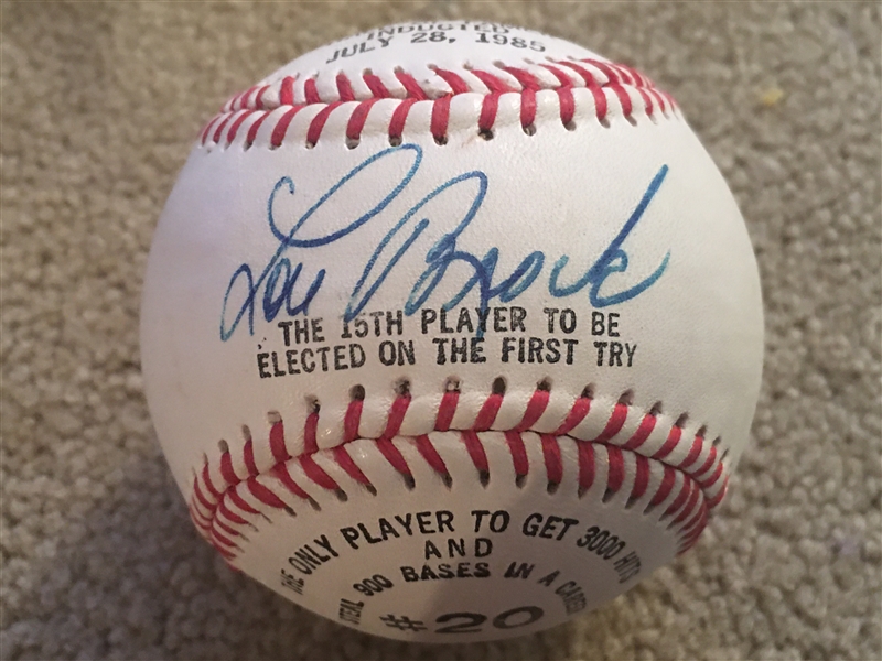 LOU BROCK SIGNED on Rare HOF INDUCTION BASEBALL 7/28/1985 Never Seen One Before 