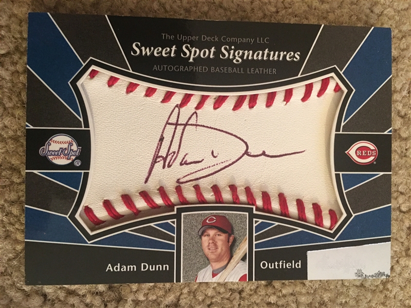 ADAM DUNN UD SWEET SPOT AUTOGRAPH on REAL LEATHER BASEBALL with STITCHING 