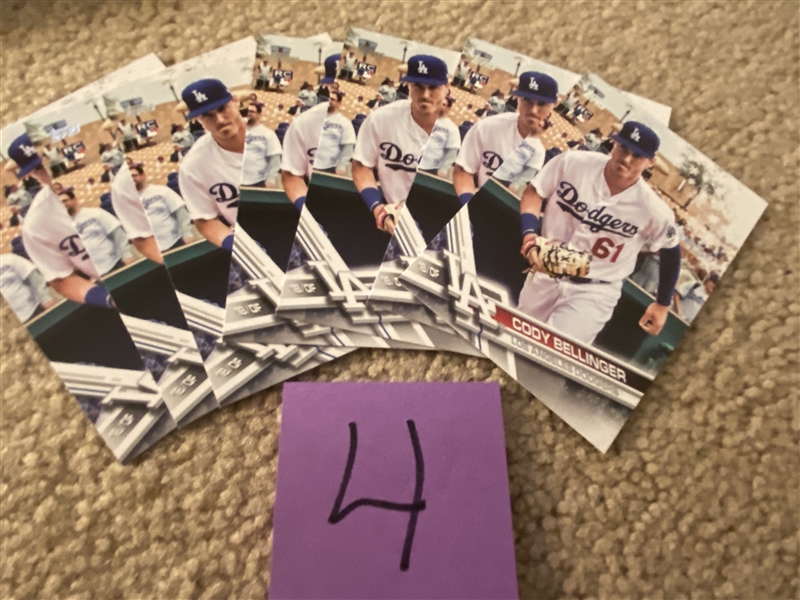 (7)  CODY BELLINGER 2017 TOPPS ROPKIE LOT . ROOKIE OF THE YEAR DODGERS "GRADEABLE" 
