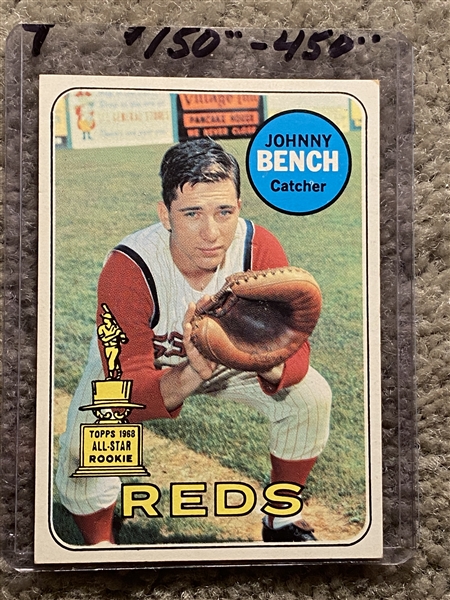 JOHNNY BENCH 1969 TOPPS 2nd Yr Trophy Card #95 $150.00-- $450.00