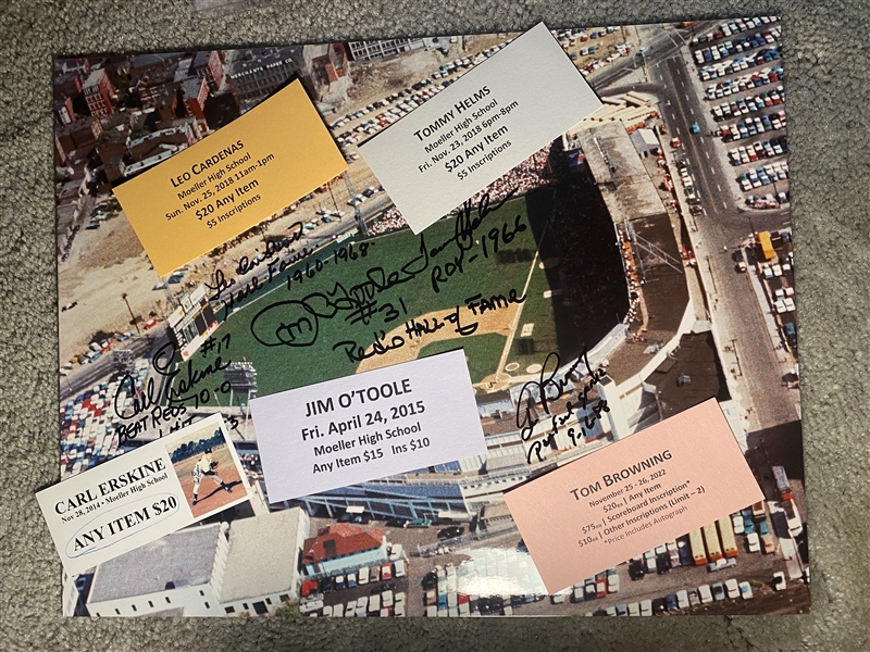 Coolest Item: VTG 1950s CROSLEY FIELD 11x14 PRINT SIGNED by 5 PLAYERS at MOELLER with SHOW TIX. ERSKINE, CARDENAS, OTOOLE, HELMS, BROWNING 