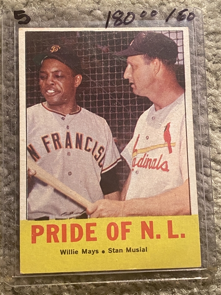 1963 TOPPS #138 PRIDE OF THE N L MAYS and MUSIAL $60.00- $180.00