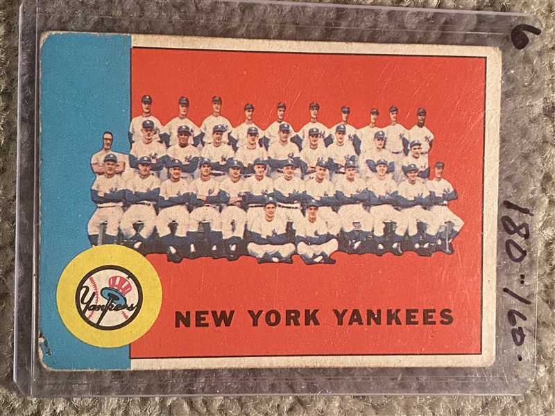 1963 TOPPS #247 NEW YORK YANKEES TEAM CARD Book $60.00- $180.00