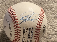 BARRY LARKIN SIGNED SNOW WHITE VINTAGE N L BASEBALL ... STUNNING WHITE !!! He Charges $99 to Sign
