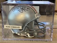 Ohio State Mini Helmet In Display Case Signed by ROSS HOMAN